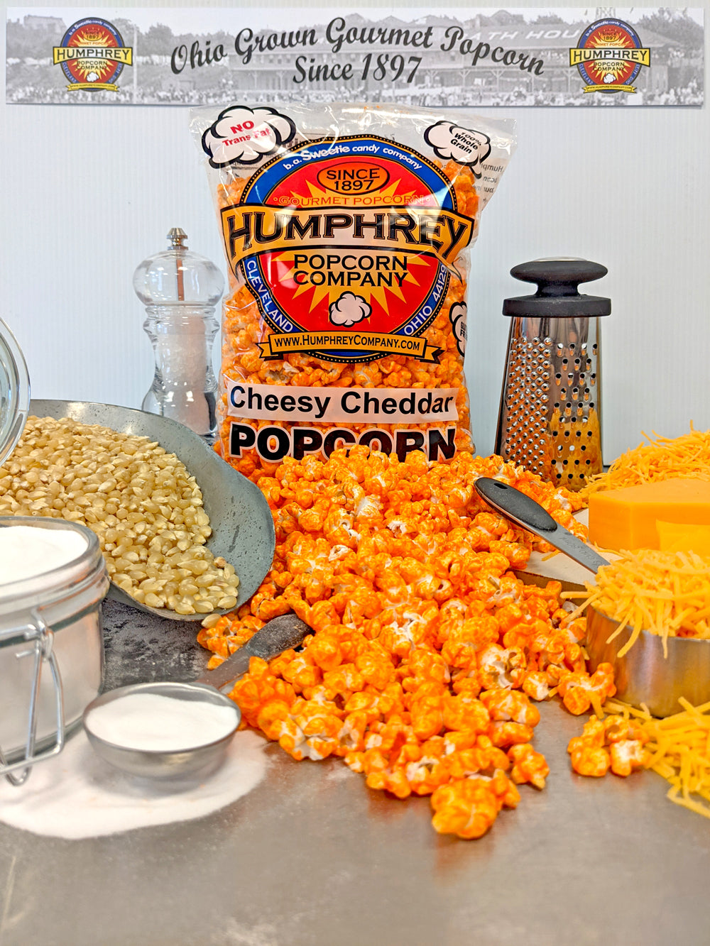 Cheesy Cheddar Popcorn — The Humphrey Company